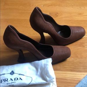 PRADA brown suede size European 39